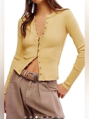 Free People We The Free It’s On Cardi Top in Moonstone